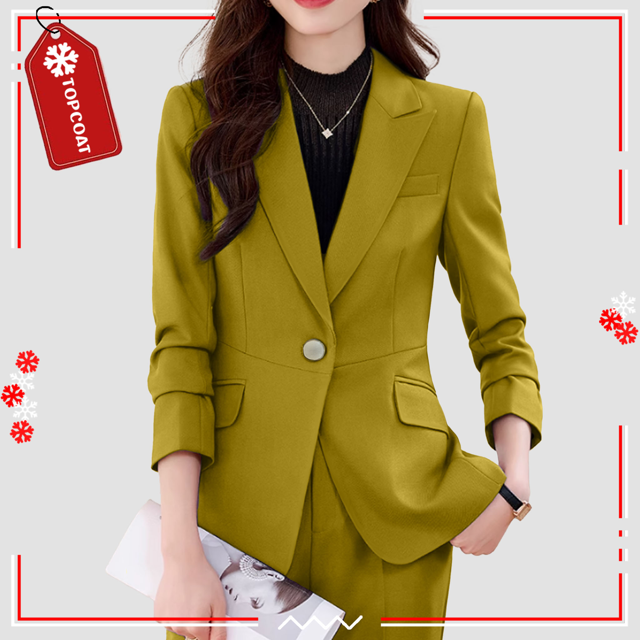 สูทผู้หญิงทรงสวยผ้าทิ้งตัว เข้ารูปสวย ดำ เหลือง เขียว ชมพู ฟ้าคราม