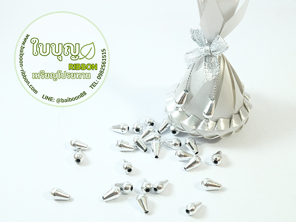 ลูกปัดหยดน้ำ เงิน-ทอง