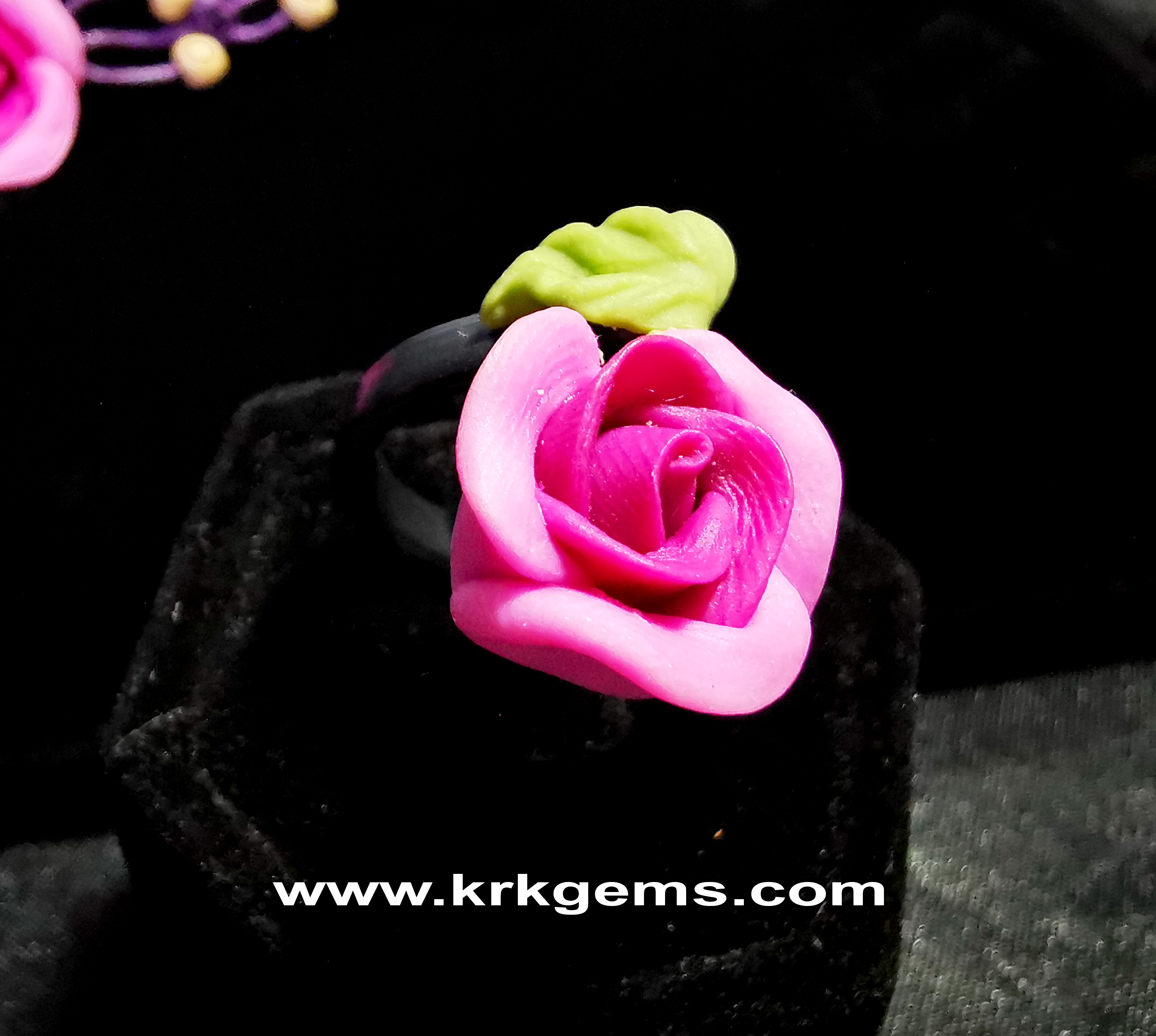PURPLE ROSE HANDMADE CLAY RING