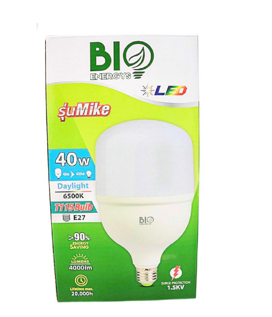 BIO หลอดจัมโบ้ สว่างมาก หลอดทรงกระบอก BIO ENERGYS ขนาด 30W 40W 50W E27 รุ่น MIKE แสงเดย์ไลท์ แสงขาว
