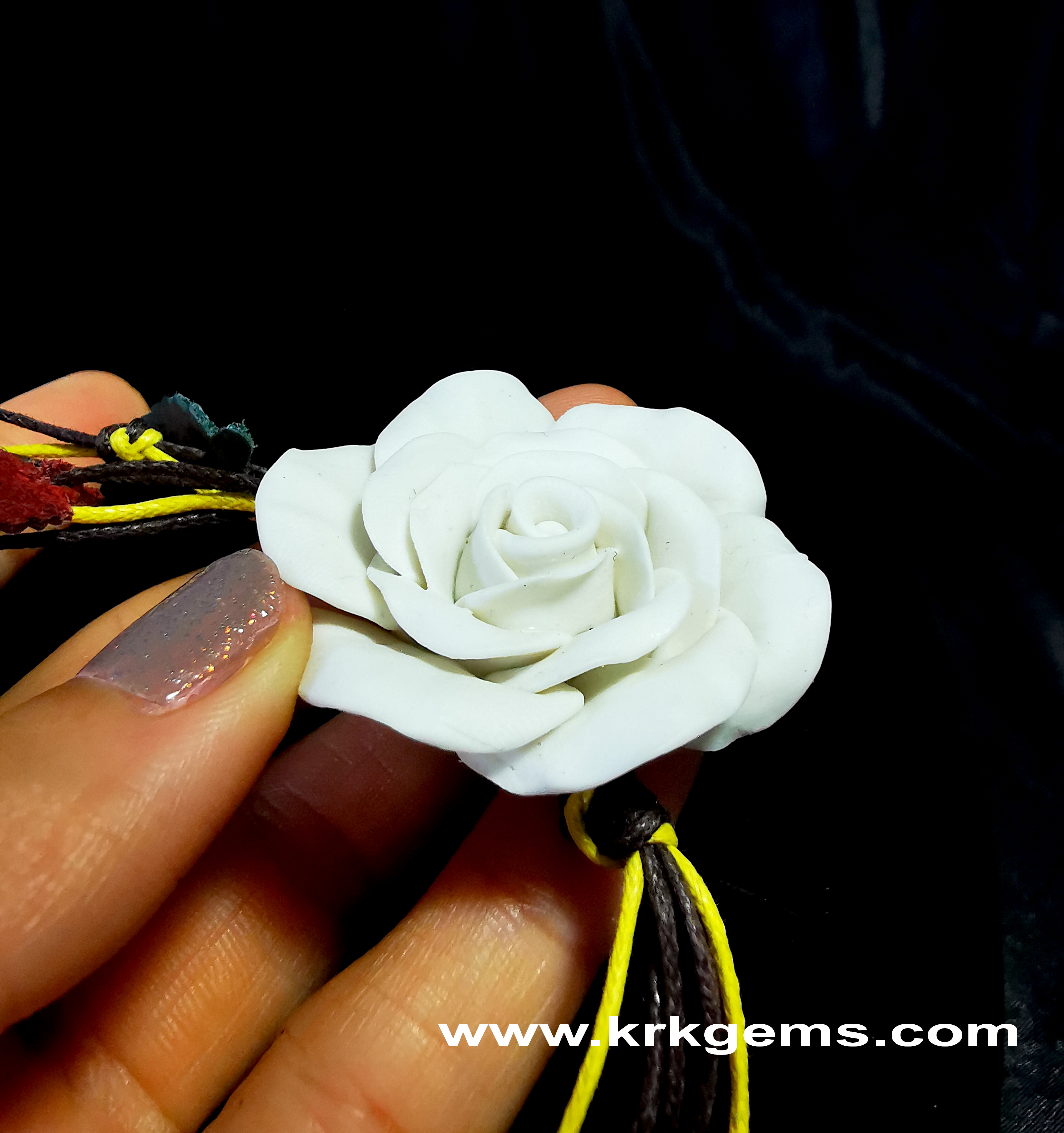 PURE WHITE ROSE HANDMADE CLAY BRACELET