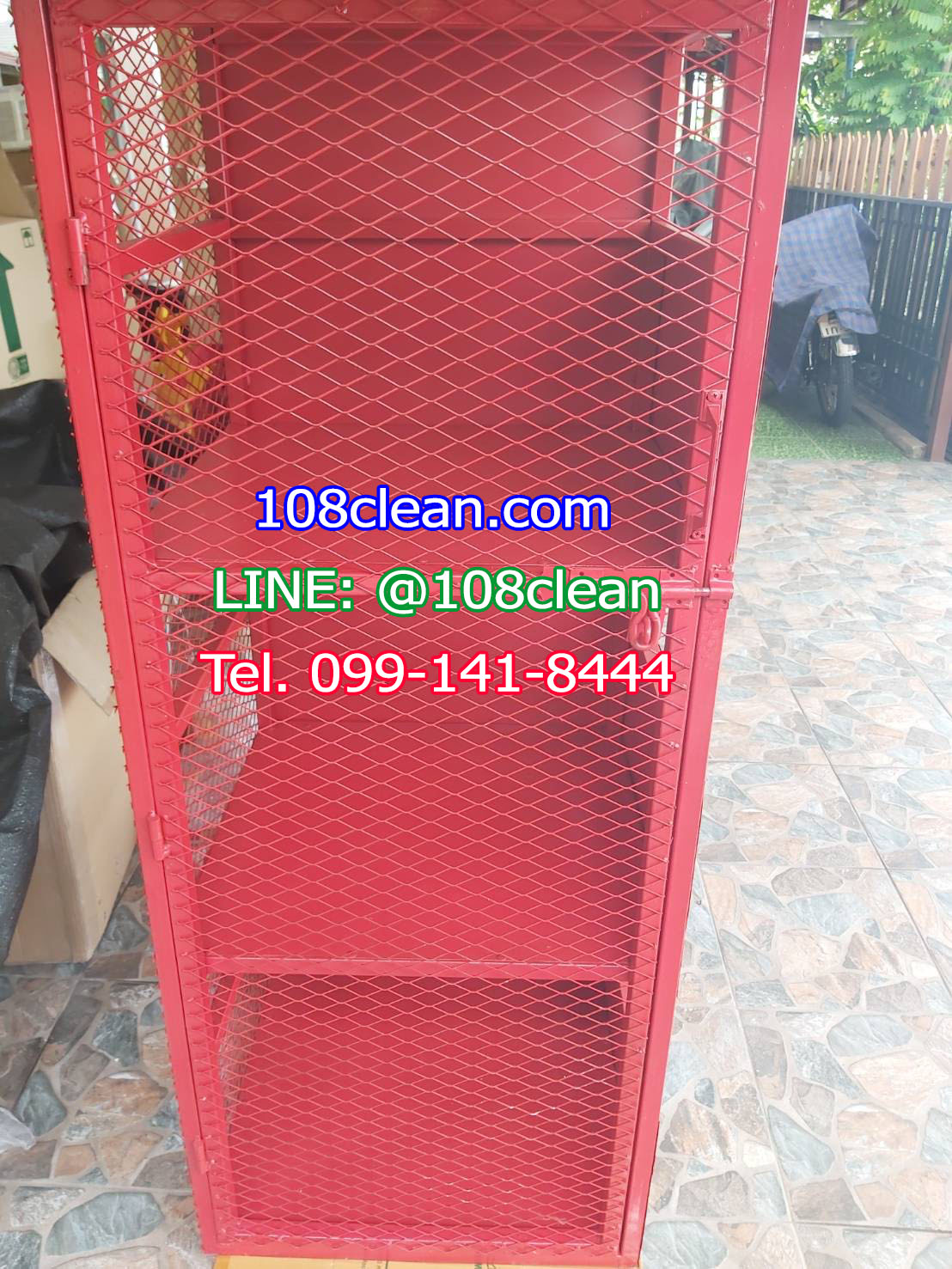 ตะแกรงวางถังขยะแยกประเภทรูปบ้าน 3 ชั้น