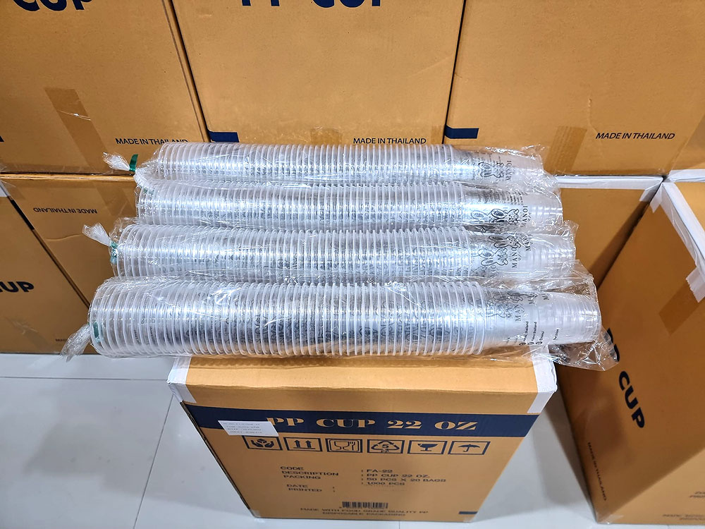 แก้ว PP พิมพ์ลาย MANOI 1ลัง = 1000ใบ