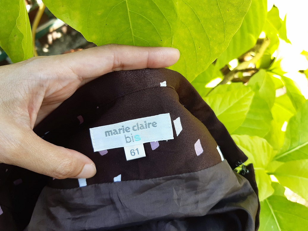 ชุดเซ็ตวินเทจ เสื้อกลิตเตอร์สีม่วง + กระโปรงลายกราฟฟิค แบรนด์ Marie Claire