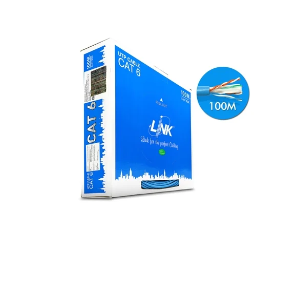 LINK สายแลน ภายใน CAT6 ยาว 100 เมตร รุ่น US-9106 สีฟ้า ยี่ห้อ ลิงค์ US-9106A-1 CAT6 UTP