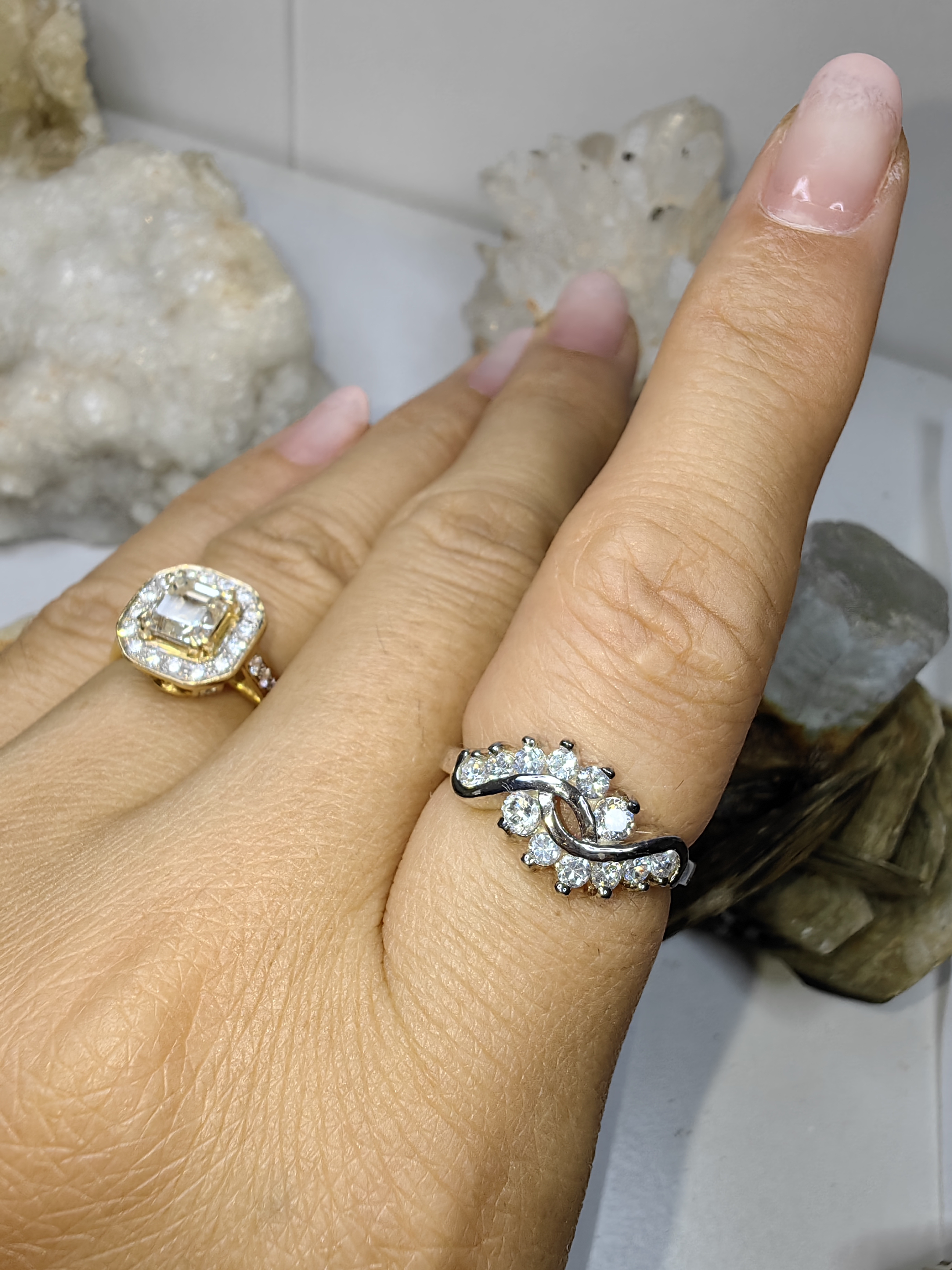 แหวนเพชร CZ เงินแท้ 92.5% Cubic Zirconia 925 Sterling Silver Ring Size 52