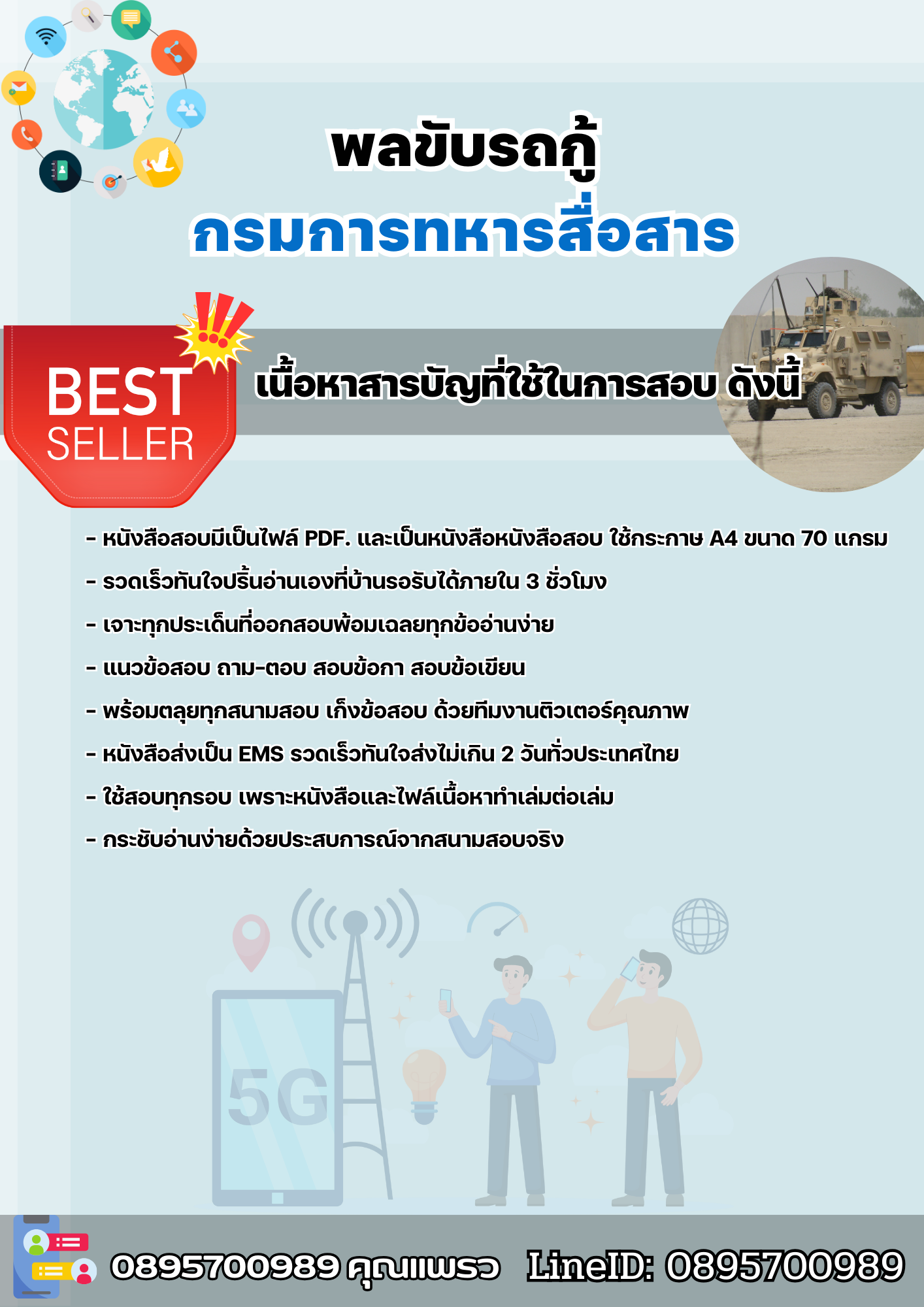 แนวข้อสอบพลขับรถกู้ กรมการทหารสื่อสาร 2568