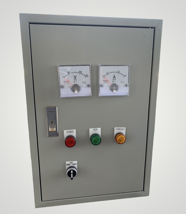 ตู้ควบคุมปั๊มน้ำ 3 HP 220v ใช้กับลูกลอยไฟฟ้า ตู้เหล็ก มีป้องกันไฟตกไฟเกิน