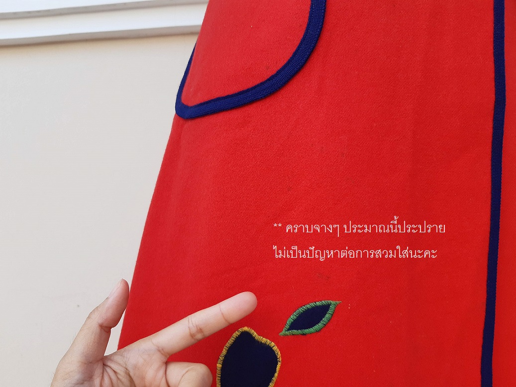 🔥 SALE 50% 🔥 กระโปรงวินเทจทรงป้ายข้างสีแดงลายดอกไม้ (Vintage skirt 70s Pattern)