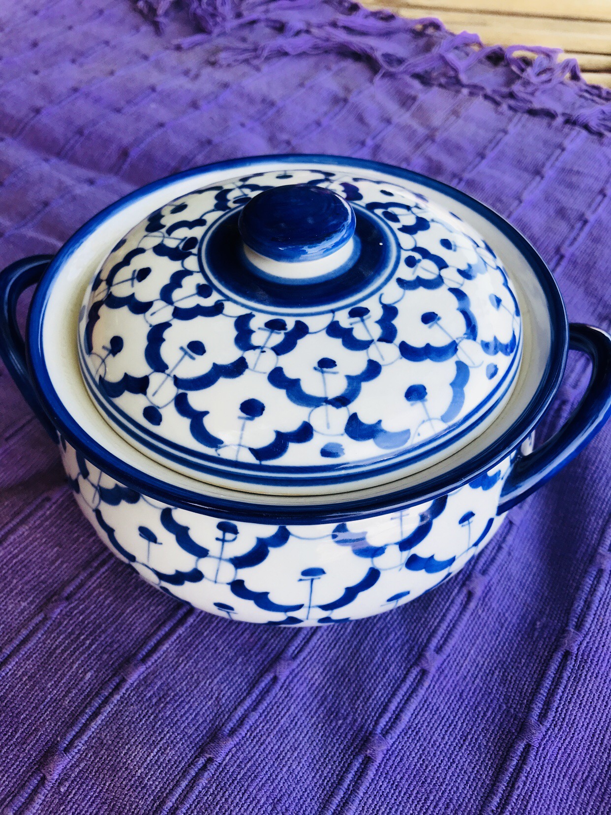 หม้อแป้น2หูลายไทย6"