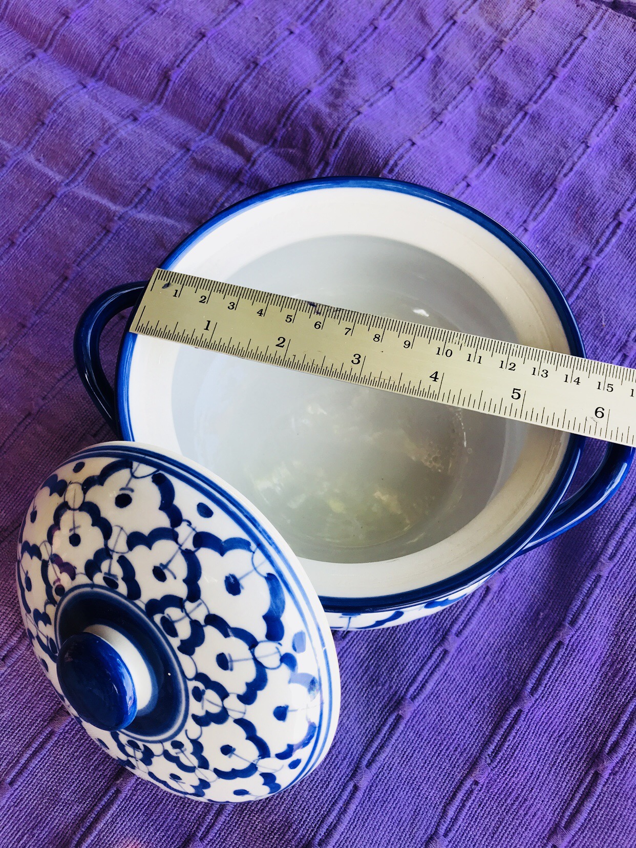 หม้อแป้น2หูลายไทย6"