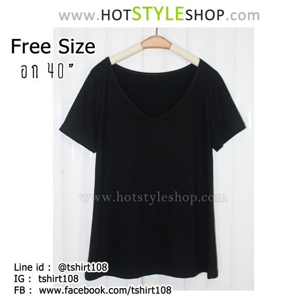 เสื้อยืดคอวีลึก เสื้อยืดคอวีกว้าง