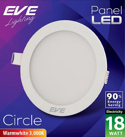 โคมฝั่งฝ้า ขอบขาว ดาวน์ไลท์ LED หน้ากลม 18W Slim EVE รุ่นTD กลม LED Downlight TD warmwhite