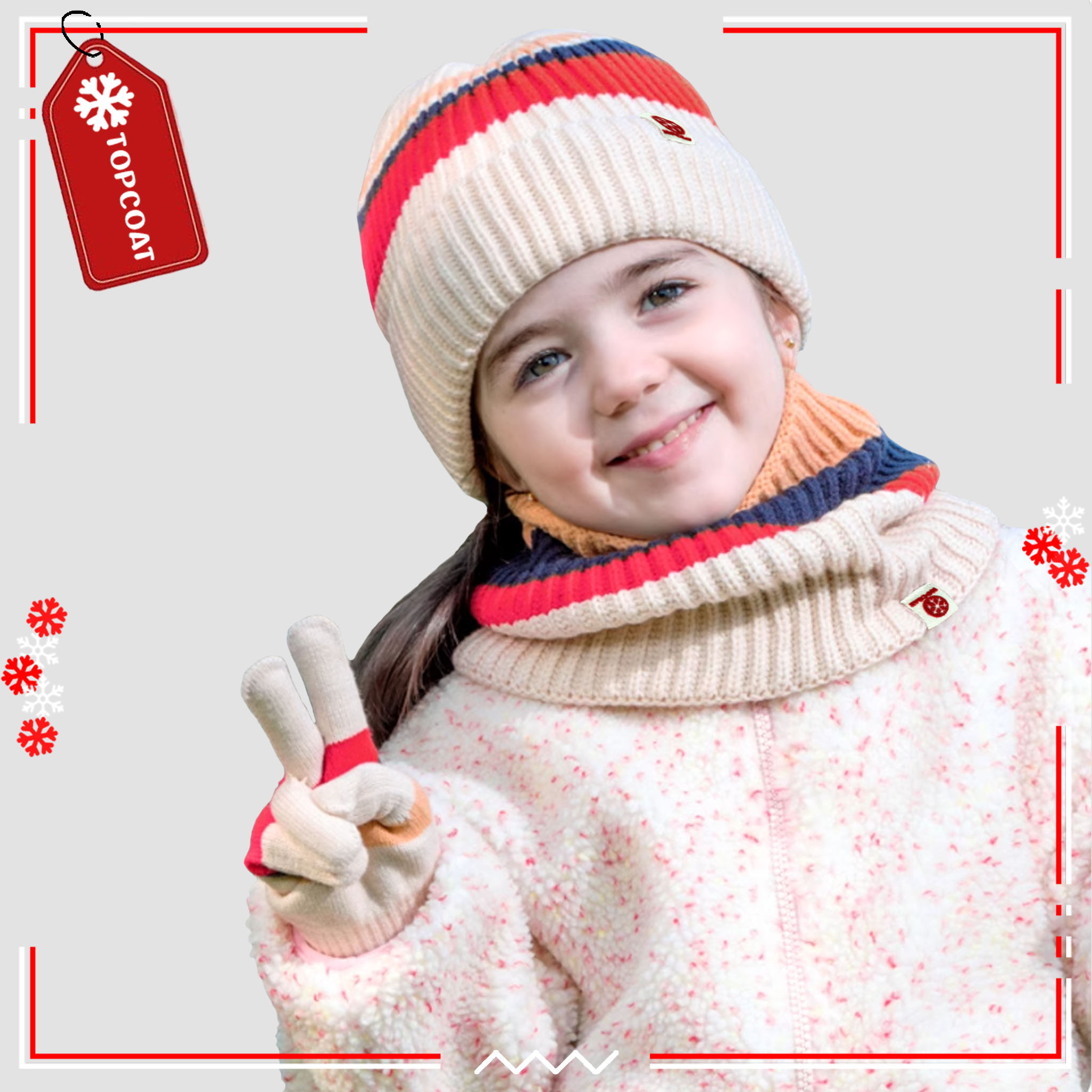 เซ็ทถุงมือ หมวกและผ้าพันคอแบบสวมสำหรับเด็ก