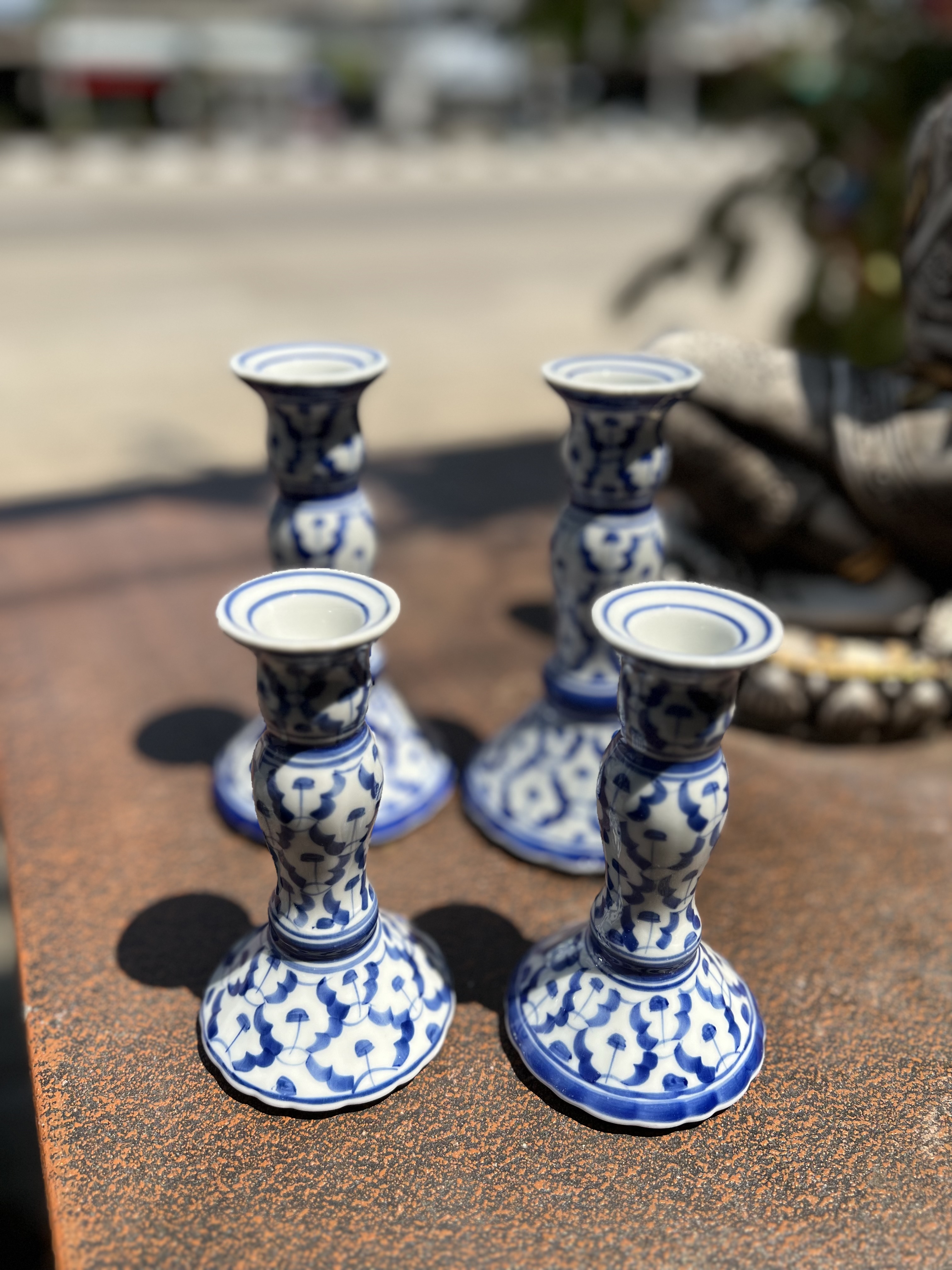 เชิงเทียนคู่ก้านยาวลายไทย5.5"