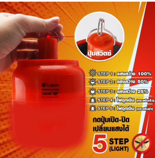 หลอดไฟไล่ยุง หลอดไฟฉุกเฉิน โซล่าเซลล์ ANTI MOSQUITO BULB SOLAR USB 80W