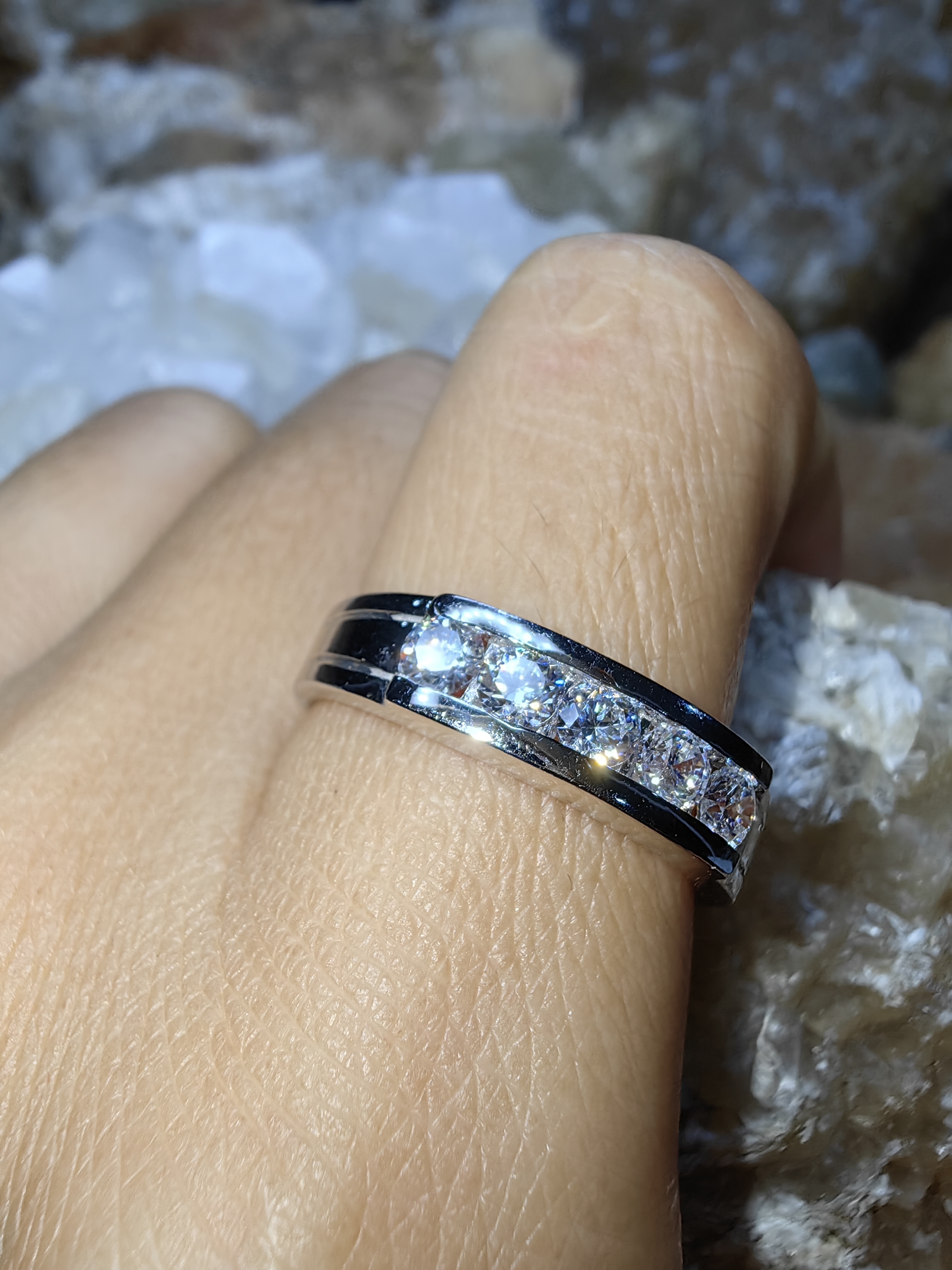 แหวนเพชร CZ เงินแท้ 92.5% Cubic Zirconia 925 Sterling Silver Ring Size 57