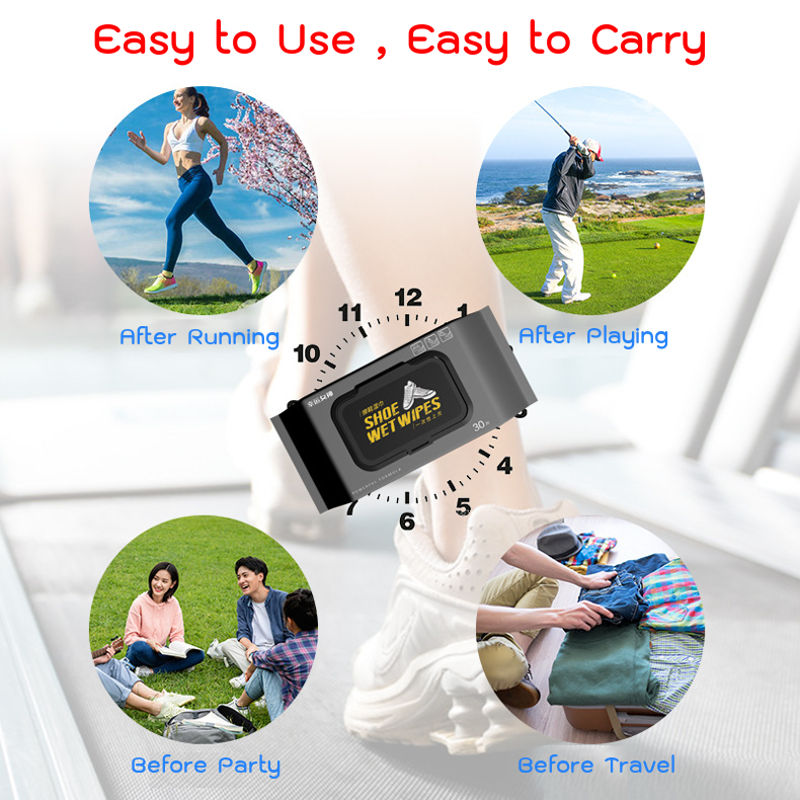 Shoe Wet Wipes ทิชชู่เปียก ผ้าเปียก เช็ดทำความสะอาดรองเท้า ขจัดคราบสกปรก ขนาด 12 แผ่น, 30 แผ่น, 80 แผ่น