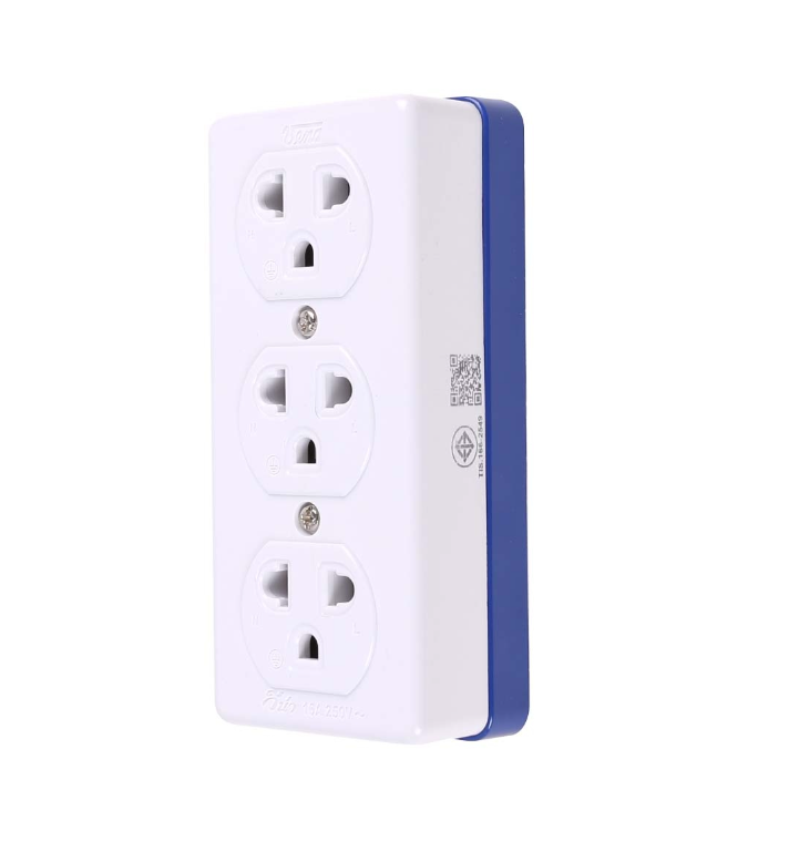 (ยกกล่อง 12 อัน) Vena ปลั๊กลอย 3 ที่ วีน่า GR1633 มีกราวน์ ทูโทน-ซีรีส์ Triplex receptacleearthing Two tones-series 16A 250V