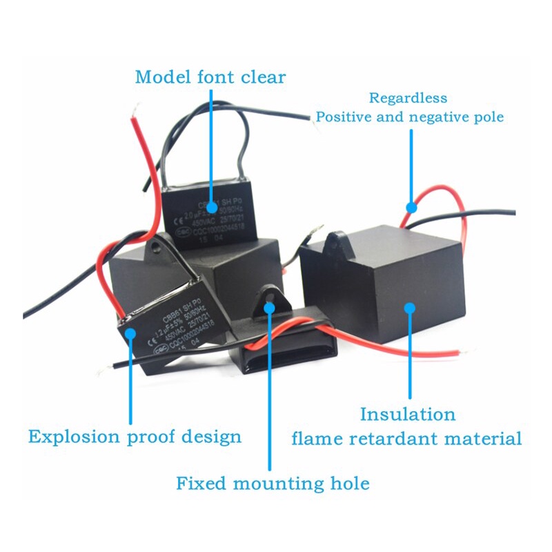 คาปาพัดลม CBB61 Capacitor พัดลม Motor Capacitor เลือกค่าได้