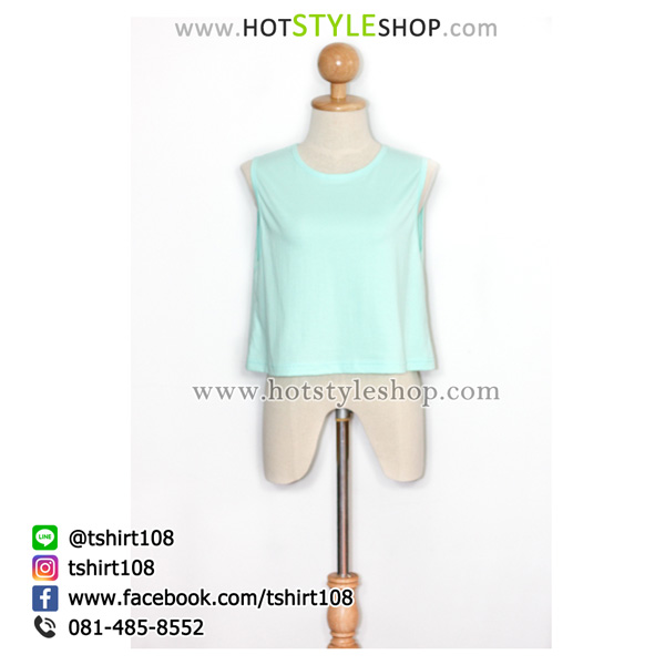 เสื้อครอปแขนกุด เสื้อแขนกุดเอวลอย