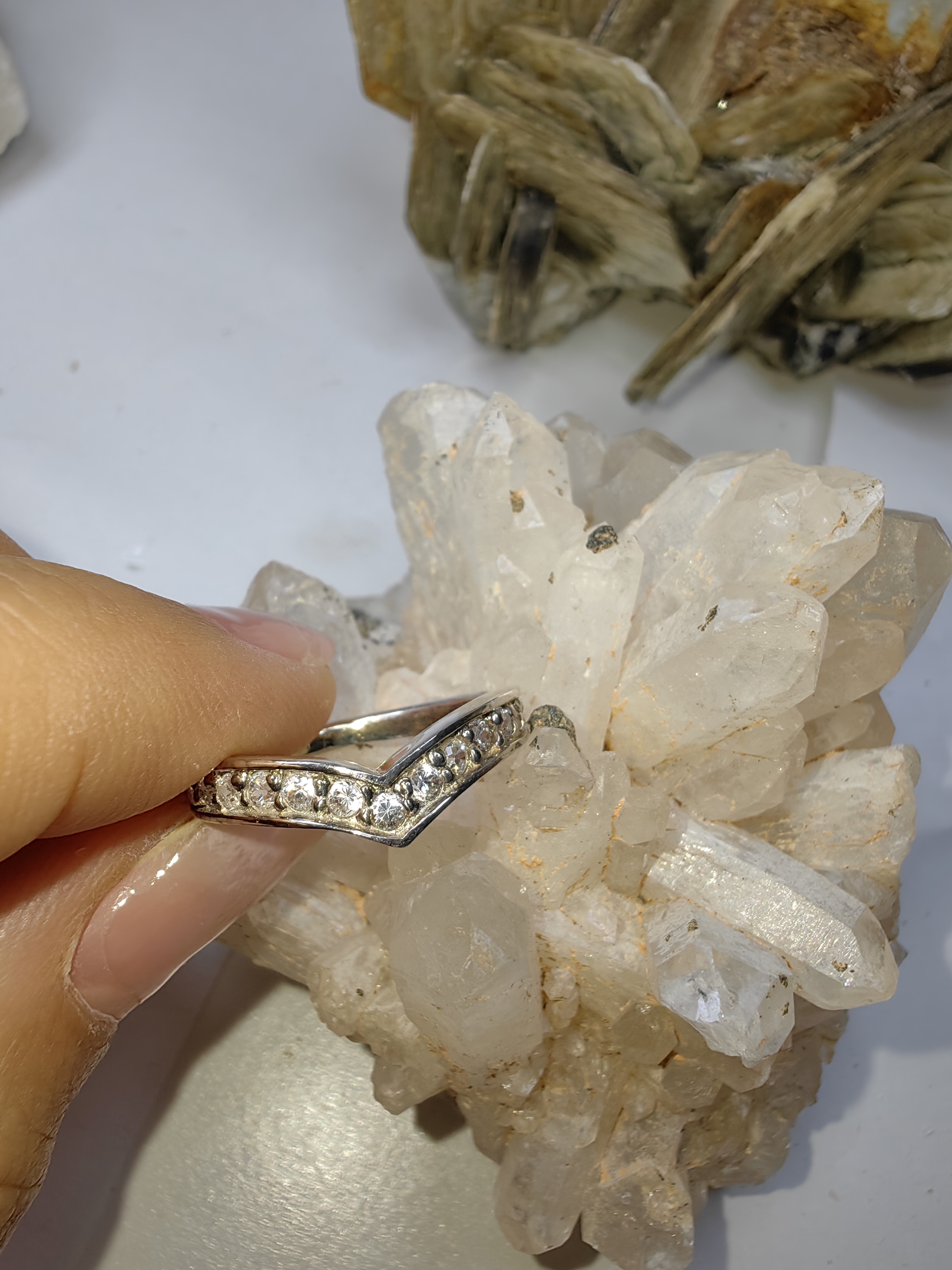 แหวนเพชร CZ เงินแท้ 92.5% Cubic Zirconia 925 Sterling Silver Ring Size 49