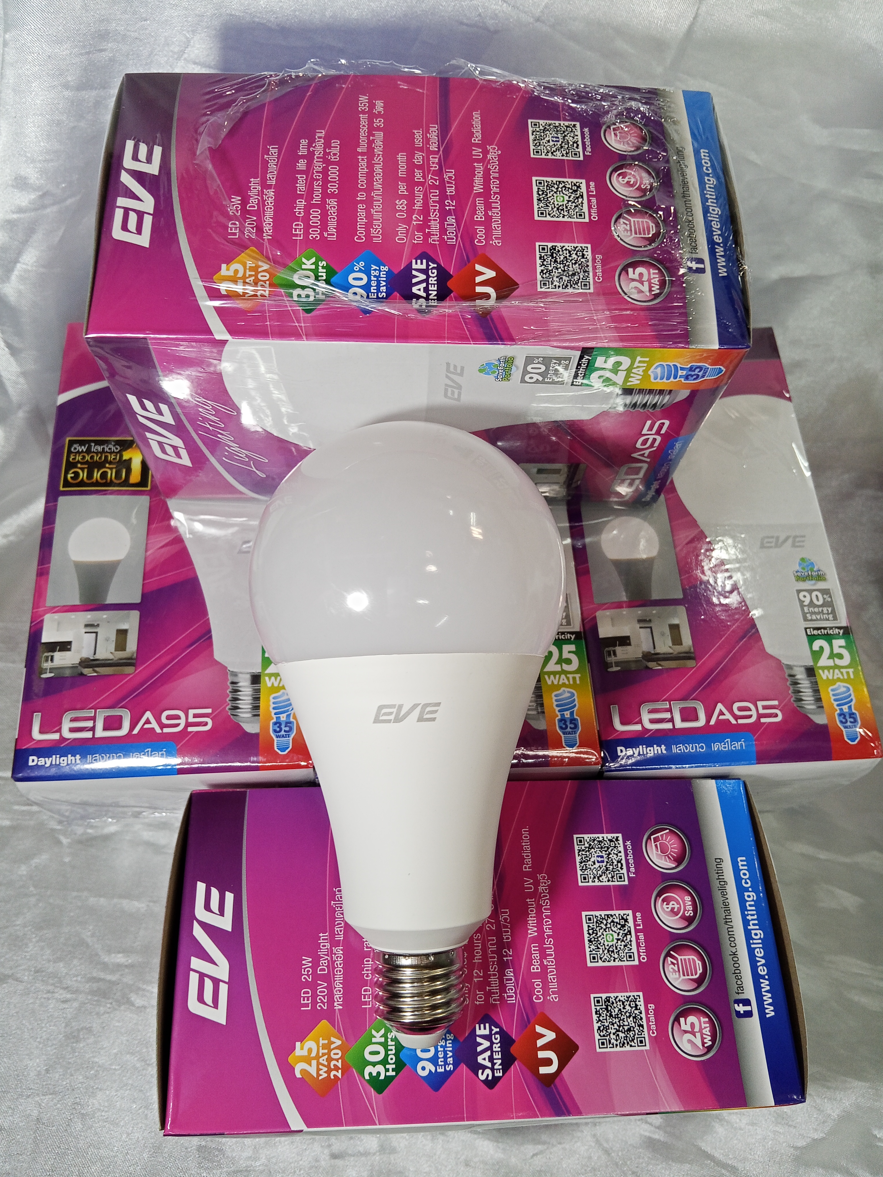 EVE หลอดไฟ BULB HIWATT 25W LED หลอดแอลอีดี 25วัตต์ Core Daylight E27 ยี่ห้ออีฟไลทติ้ง แสงขาว
