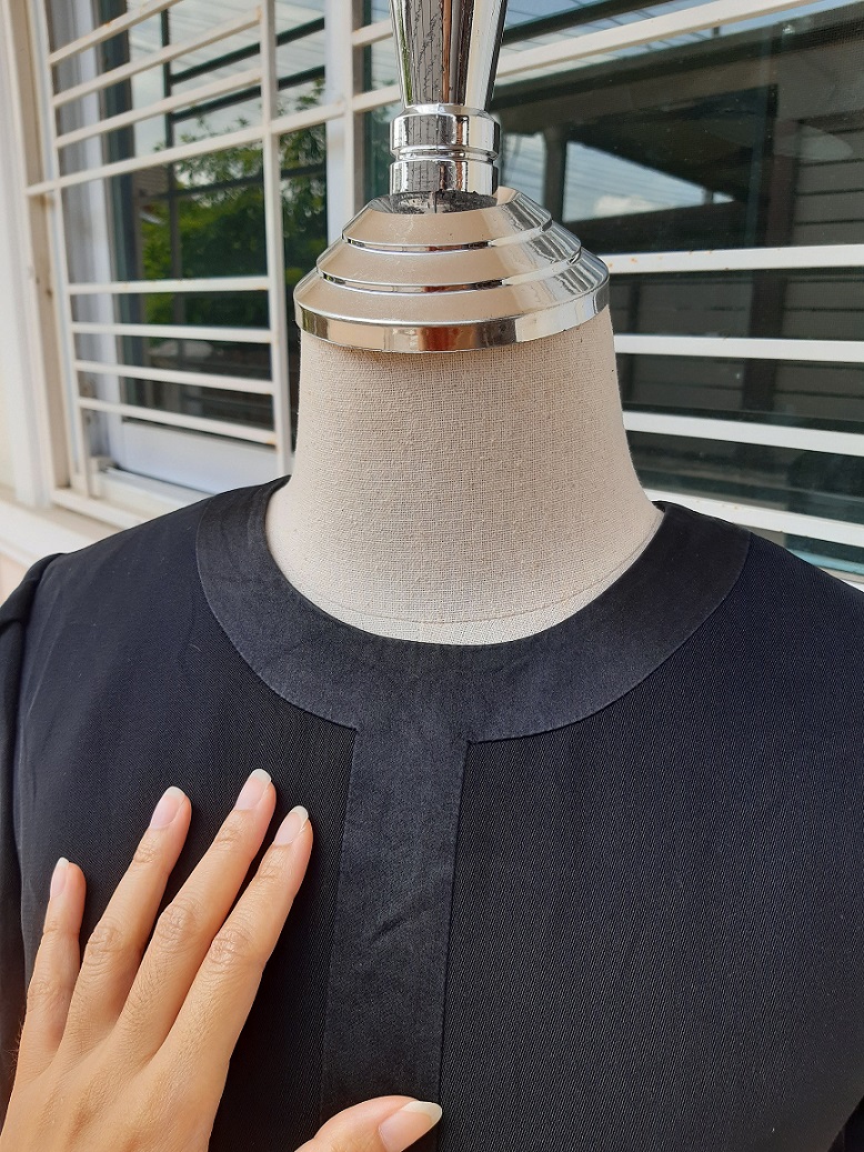 เดรสวินเทจสีดำแขนสั้น ใส่ทำงาน ใส่งานขาวดำ