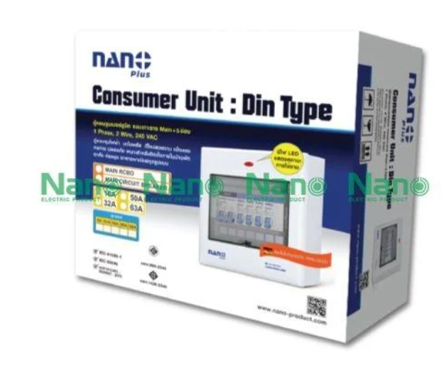 ตู้คอนซูมเมอร์ยูนิตเมนกันดูด NANO PLUS +5ช่อง (ราคารวมเมน RCBO +ลูกย่อย4ลูก)