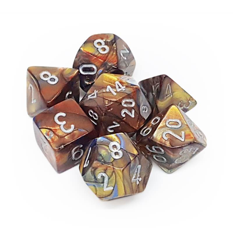 [ลูกเต๋า] Chessex: CHX27493 7 Die Polyhedral Lustrous Gold Silver