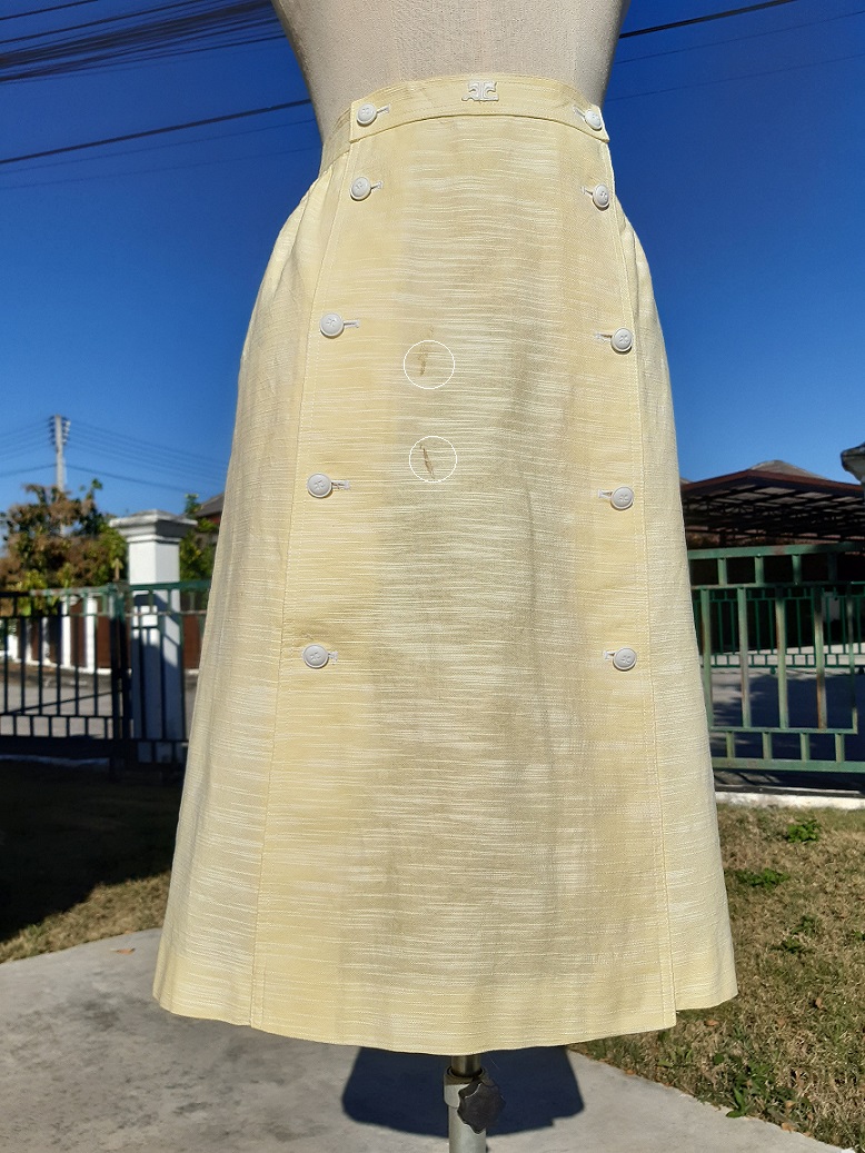 กระโปรงแบรนด์เนมมือสอง COURREGES สีเหลืองอ่อน