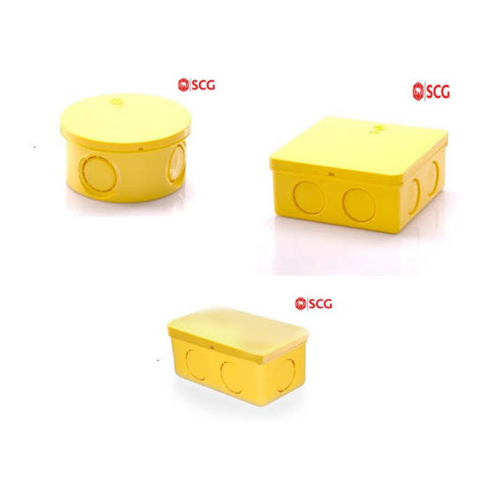 SCG กล่องพักสาย 2x4, 4x4 เหลี่ยม บ๊อกกลม ท่อPVC ขาว เหลือง เอสซีจี สำหรับท่อ 3หุน,4หุน,6หุน (3/8” ,1/2” ,3/4”) A1