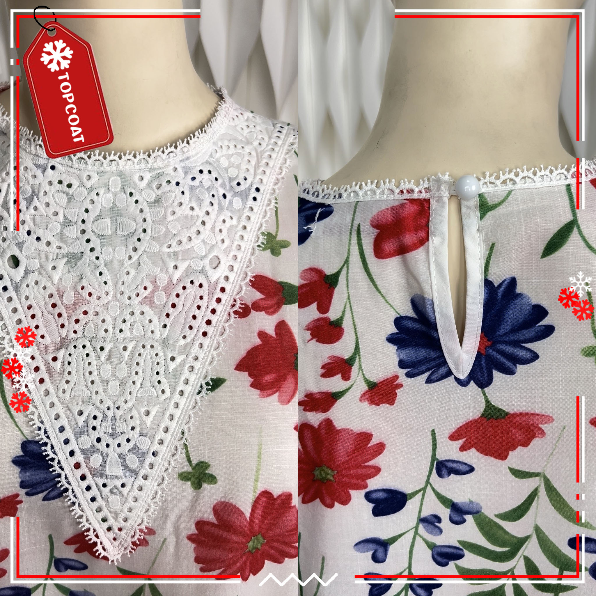 แฟชั่นเดรสกระโปรง (Floral dress) ผ้าไม่หนา ระบายอากาศได้ดี ดูแลง่าย ฟรีไซส์