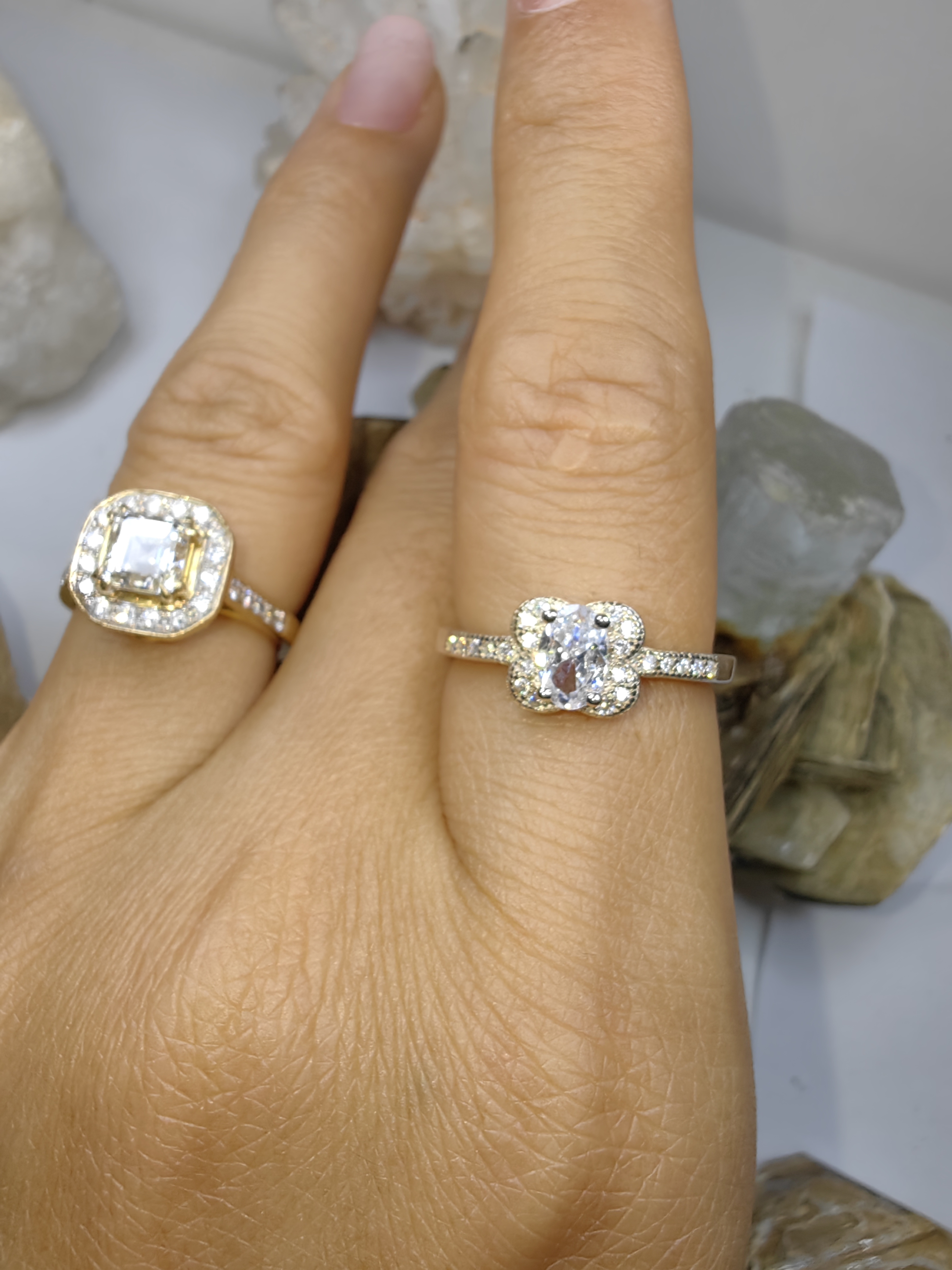 แหวนเพชร CZ เงินแท้ 92.5% Cubic Zirconia 925 Sterling Silver Ring Size 54