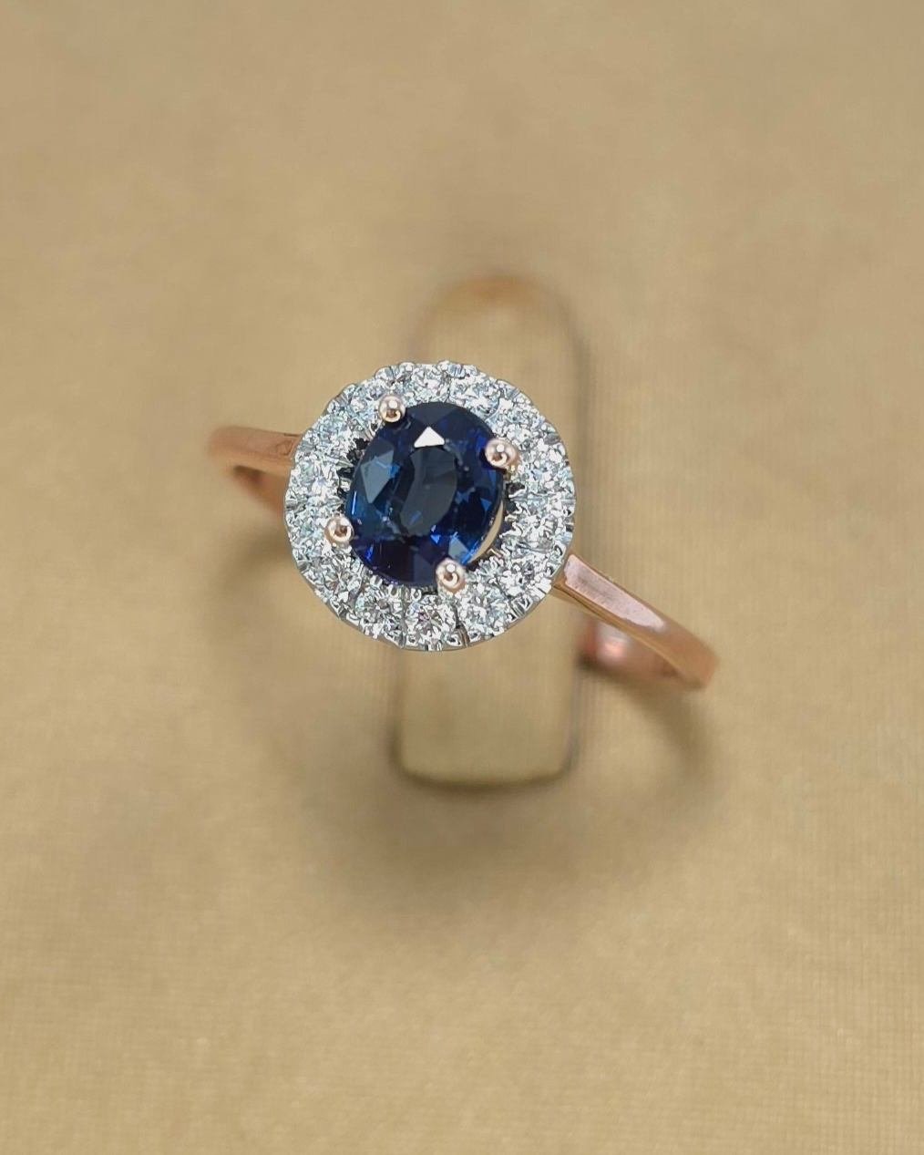 🚫ปิดการขาย(SoIdOut)🚫แหวนทองคำ 18K pinkgold ประดับพลอยไพลิน เพชรเกสร 1.5 ตัง 14 เม็ด รวม 21 ตัง น้ำ 96-98 ความสะอาด vvs-vs ไซส์ 53 หน้ากว้าง 9 มิล น้ำหนัก 2.89 กรัม ราคา 8,500.-(Net)