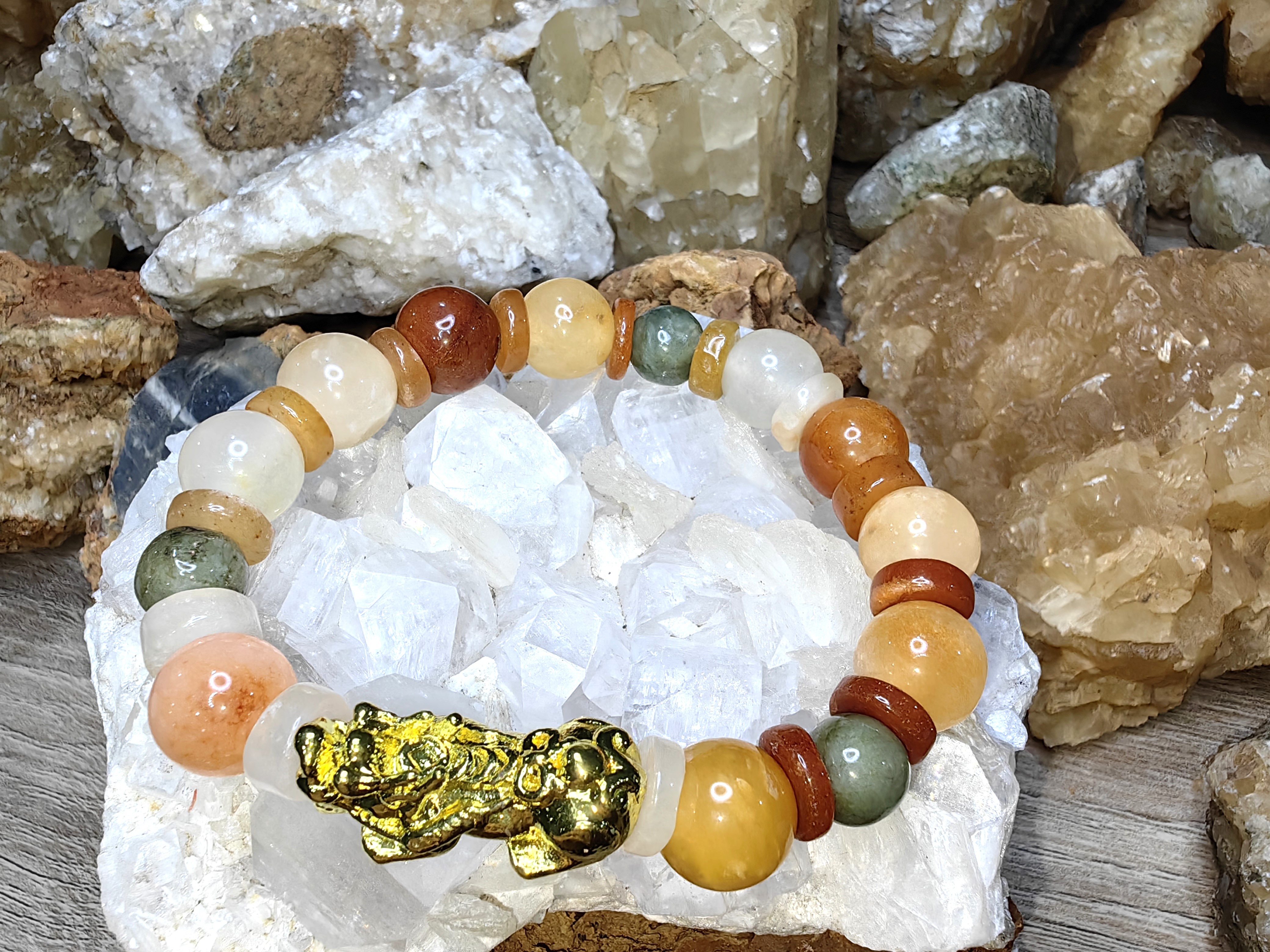 Burmese Jadeite Bracelets Dragon Gold plated Round 11 mm. สร้อยข้อมือหยกพม่าปี่เซียะชุบทอง กลม 11 มม. Free Size