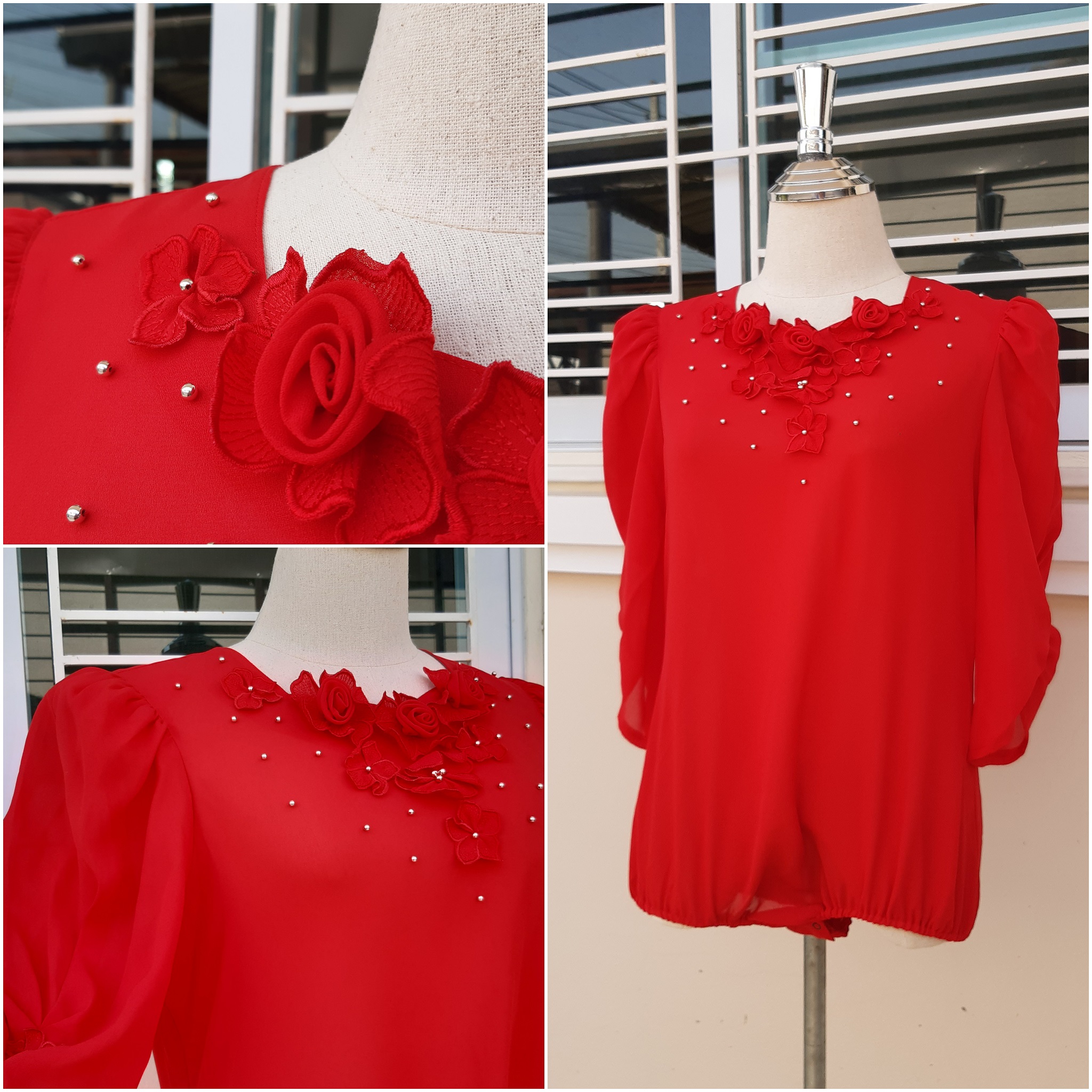 บอดี้สูทวินเทจสีแดง