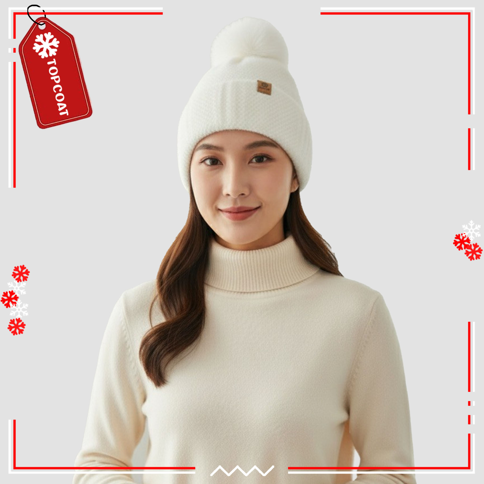 หมวกกันหนาว (Pom Pineapple Knit) บุขนหนานุ่มพิเศษ มีจุก