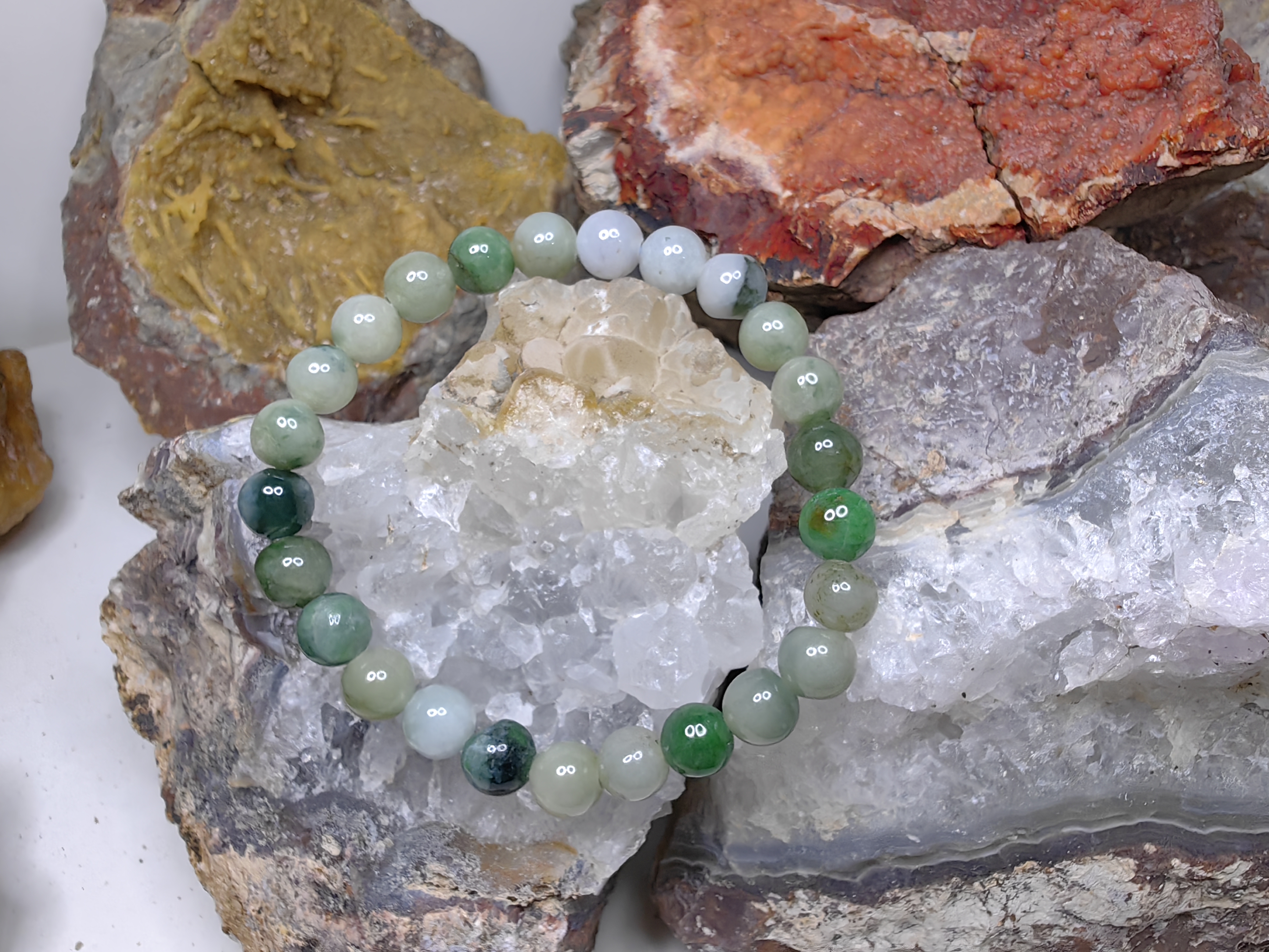 Burmese Jadeite Bracelets Round 8 mm. กำไลข้อมือหยกพม่า กลม 8 mm. Free Size