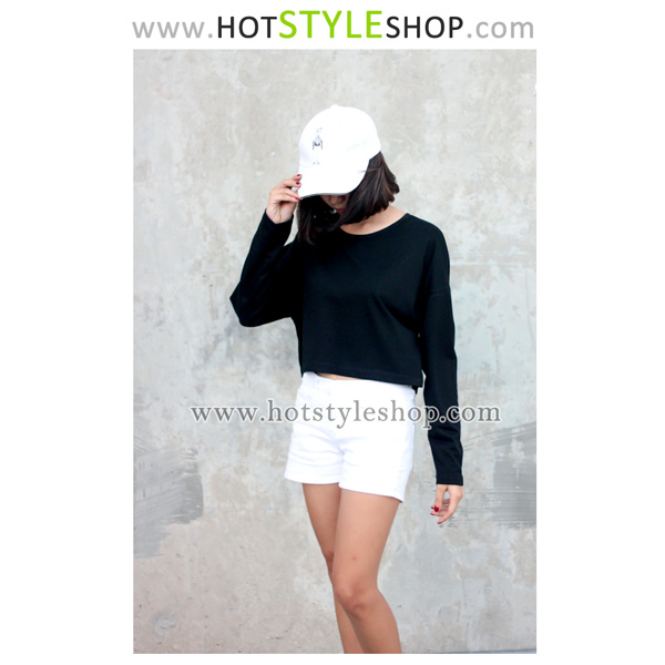 เสื้อครอปแขนยาว เสื้อแขนยาวเอวลอย (ขายส่ง 90 บาท)