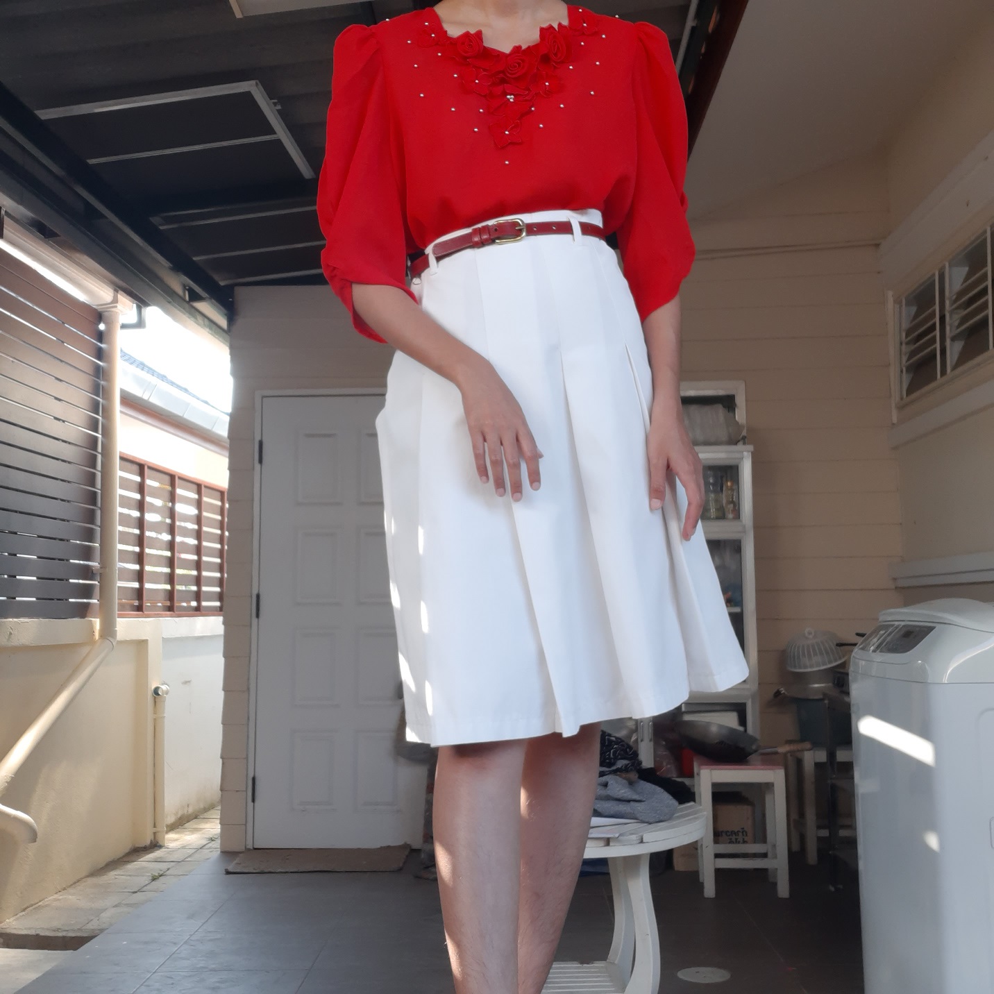 บอดี้สูทวินเทจสีแดง