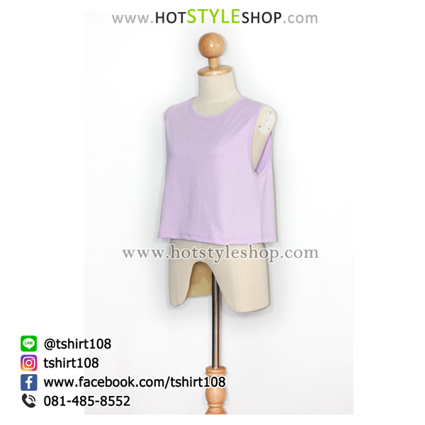 เสื้อครอปแขนกุด เสื้อแขนกุดเอวลอย