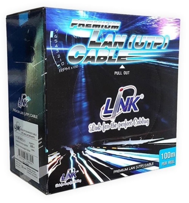 Link สายแลน CAT5 ภายใน US-9015 100เมตร สายอินเตอร์เน็ต CAT5E Indoor UTP Enhanced Cable 350MHz White Color 100 M./Box
