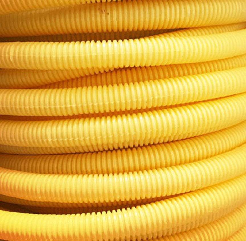 ท่ออ่อนร้อยสายไฟ ขนาด 3/8 3หุน 50 เมตร สีเหลือง ท่ออ่อนลายลูกฟูก LEETECH รุ่น L-PF PF 103-50Y