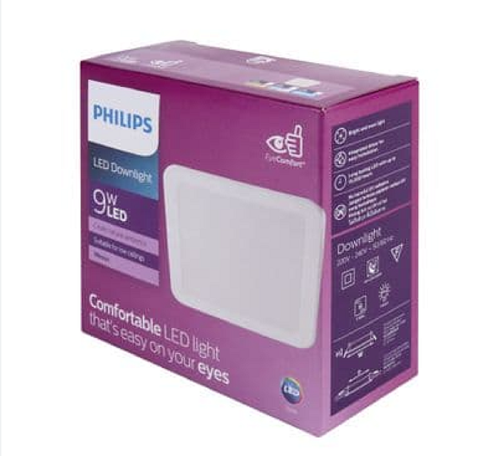 Philips ดาวไลท์เหลี่ยม ขนาด 4นิ้ว 9W ทรงสี่เหลี่ยม MESON 59451 โคมฝั่งฝ้า ฟิลิปส์ LED แสงขาว หรือ แสงส้ม