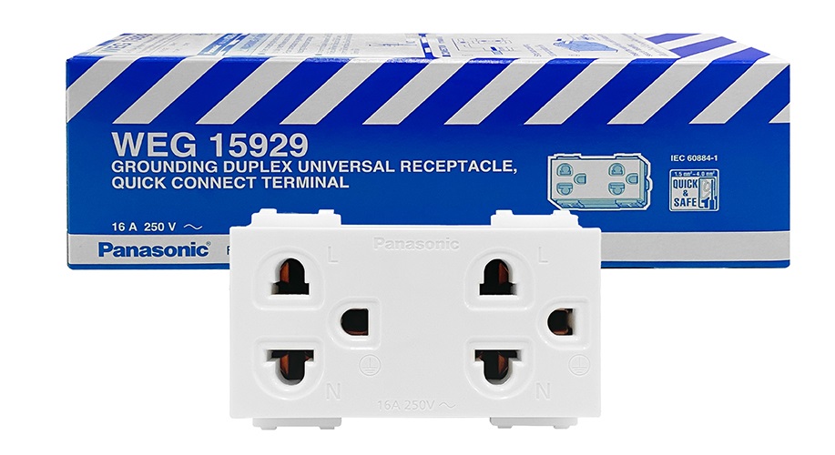 Panasonic ปลั๊กกราวด์คู่ รุ่น WEG15929 แพค 10 ตัว