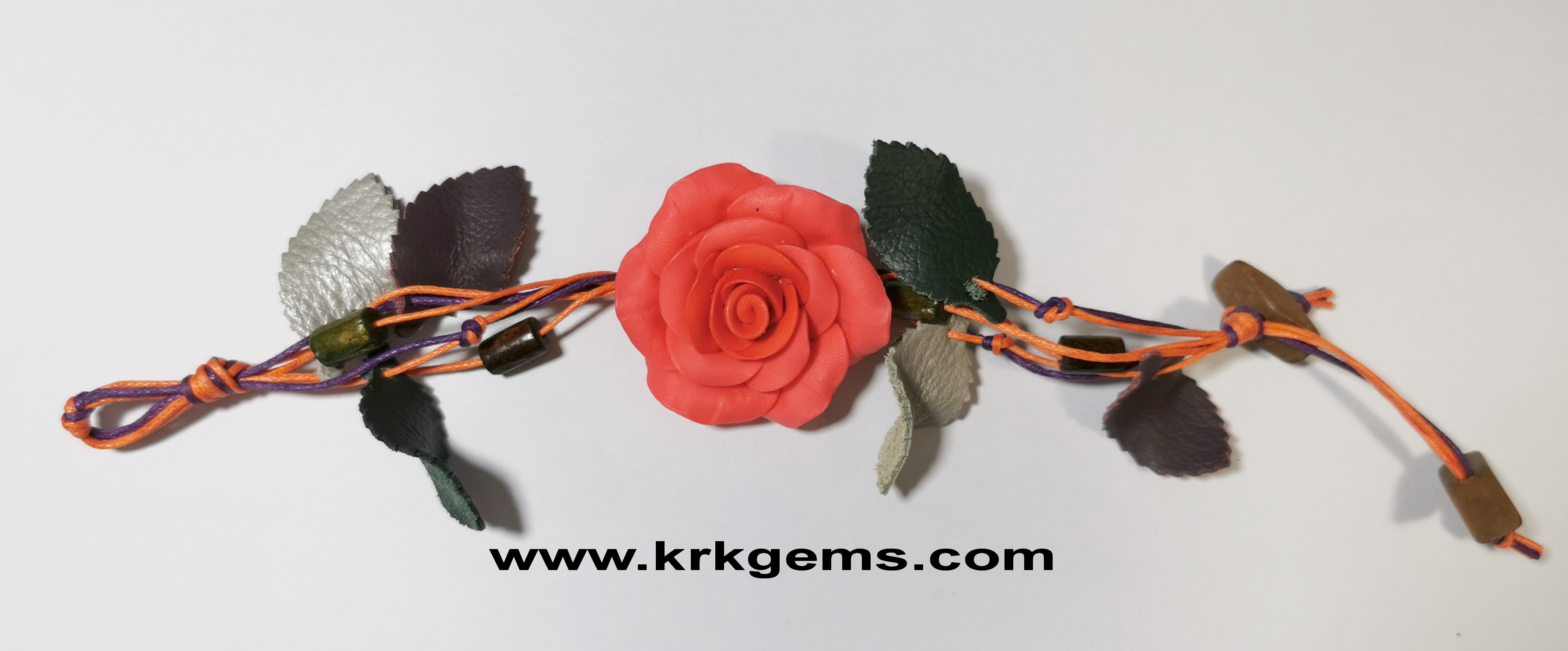 ORANGE 1ROSE HANDMADE CLAY BRACELET