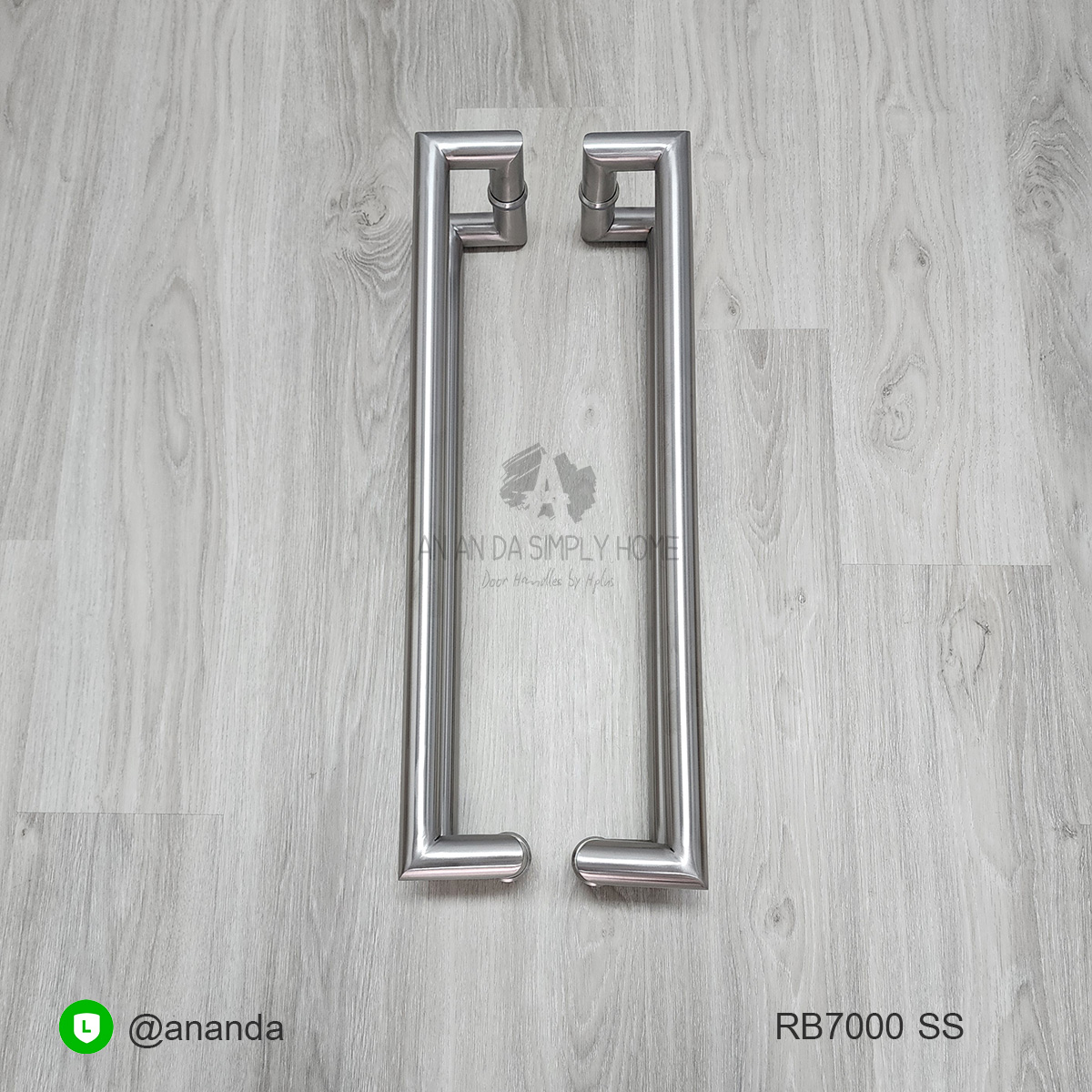 มือจับประตูสแตนเลสเกรด 304แท้ ทรงกลม ขาเบี่ยงหลบล๊อคกุญแจ รุ่นRB7000-SS