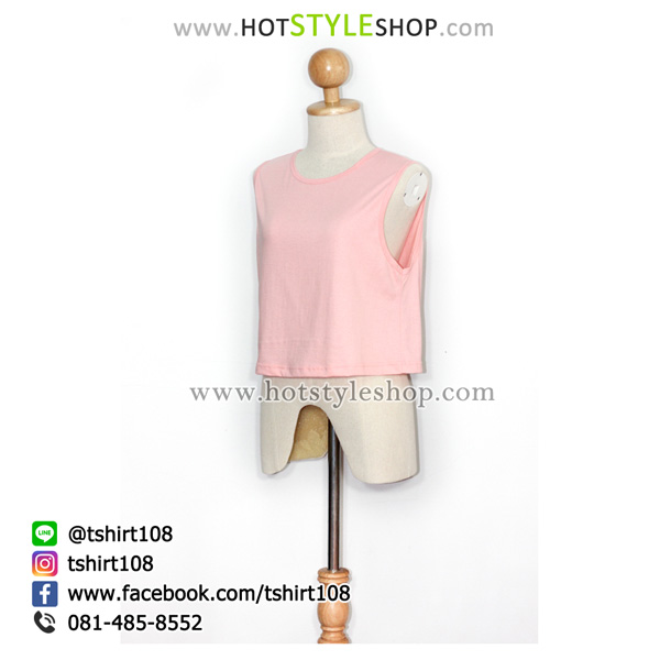 เสื้อครอปแขนกุด เสื้อแขนกุดเอวลอย
