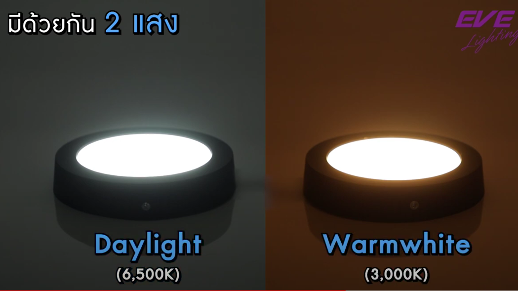 Eve โคมไฟติดลอย ดาวน์ไลท์ติดลอย กลม 6 นิ้วรุ่น Rass 15W แสงขาว แสงส้ม LED EVE LIGHTING ขอบดำ A1
